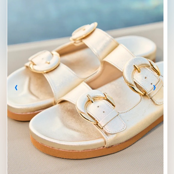 Minuit sur Terre size 8 vegan gold Carmellia sandals - Picture 2 of 11